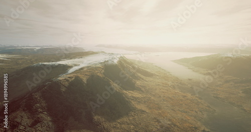Bild auf Leinwand Breathtaking view of rugged mountains stretching towards a bright horizon