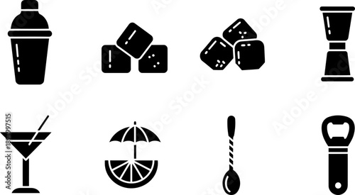 World Bartender Day cocktail icons collection