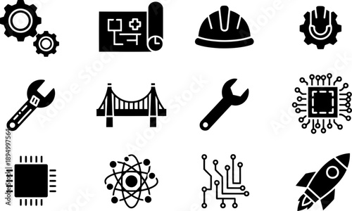 National Engineers Week icons: engineering, technology, and innovation symbols