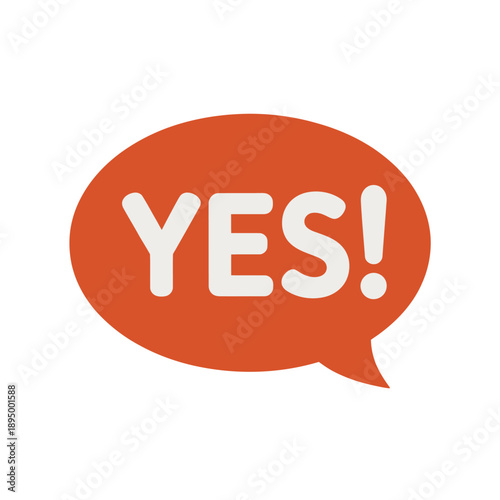 Large White Yes Text on Orange Oval Background