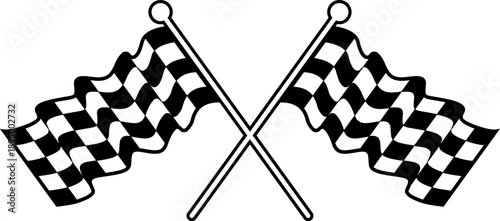 two crossed Racing flag. checkered flag or start and finish flag. crossed flag for Racing Motorsport vector