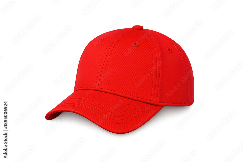 Fototapeta premium Red baseball cap template on transparent background. Sportswear apparel mockup for branding and design presentation