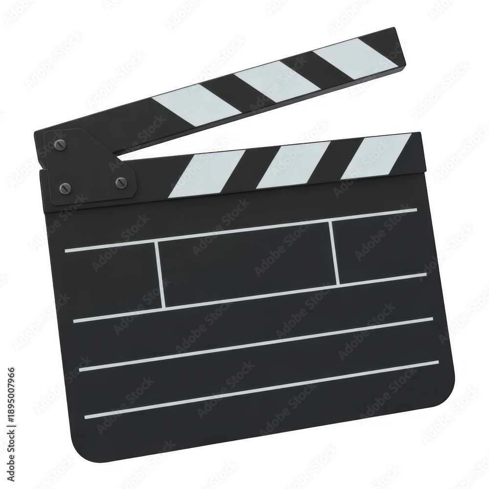 Fototapeta premium Black and white clapperboard prop isolated on a transparent background