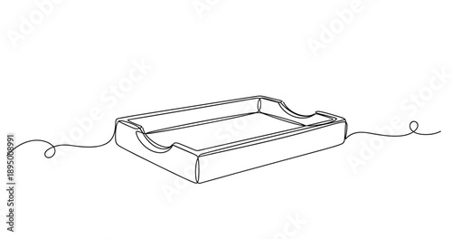 Minimalist line drawing of a document tray on a white background. Non editable stroke