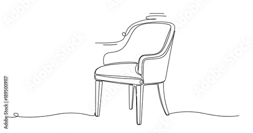 Minimalist single-line drawing of a modern armchair. Non editable stroke