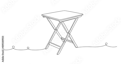 Outline drawing of a simple foldable stool with elegant curves. Non editable stroke