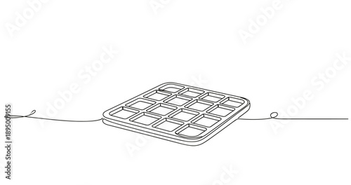 Minimalist continuous line drawing of a waffle. Non editable stroke
