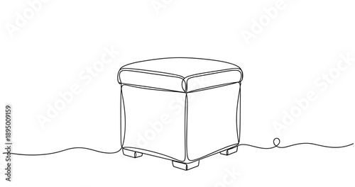 Minimalist line art ottoman stool drawing. Non editable stroke