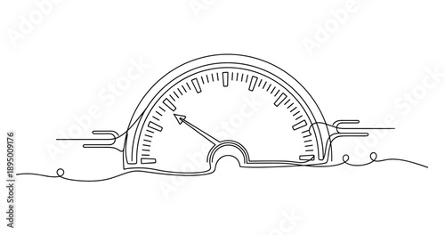 Abstract line art speedometer with fluid motion elements. Non editable stroke