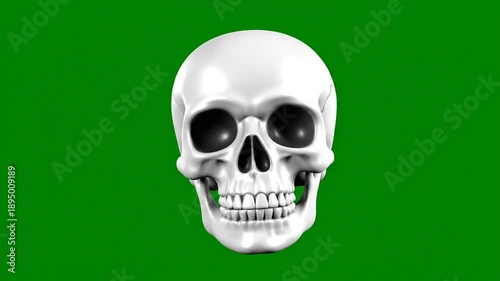Dynamic Emoji Skull Frames On Green Background Video Loop.