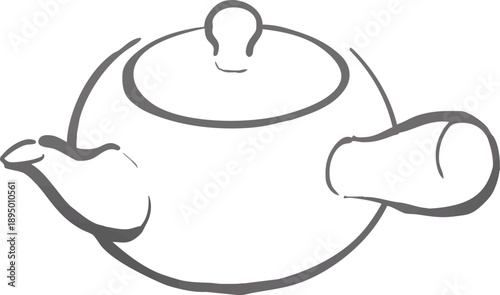 急須の線画ベクターイラスト