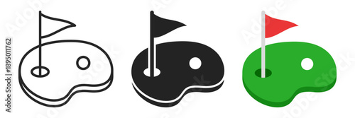 Golfing field icon set collection in flat style. Golfer vector illustration on isolated background. Golf equipment sign business concept.