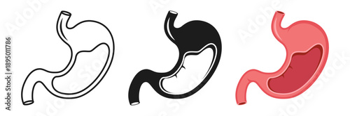 Gerd stomach icon set collection in flat style. Reflux vector illustration on isolated background. Esophageal organ sign business concept.