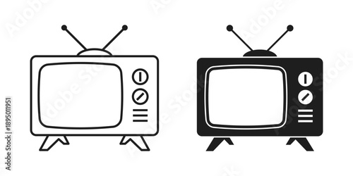 Retro tv icon in flat style. Television vector illustration on isolated background. Old screen sign business concept.