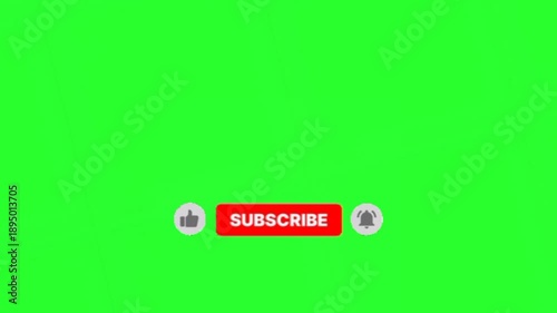 Elevate your YouTube channel with this professional green screen subscribe button animation featuring a clicking hand, like icon, and notification bell