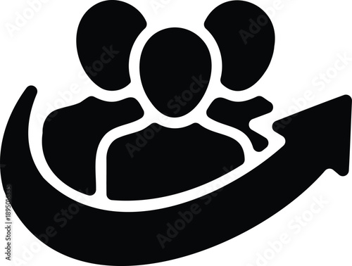 Connected people with circular arrow representing collaborative workflow and team progress