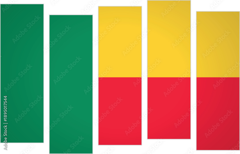 Fototapeta premium Flag of Benin. Flag with a design featuring vertical panels in a modular perspective