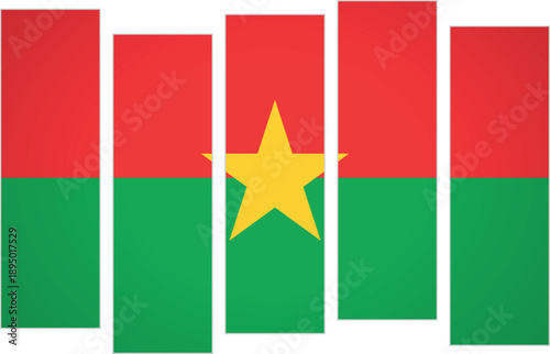 Flag of Burkina Faso. Flag with a design featuring vertical panels in a modular perspective