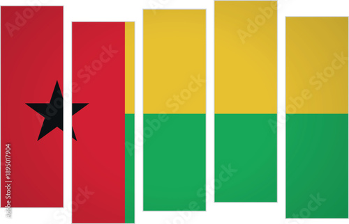 Flag of Guinea-Bissau. Flag with a design featuring vertical panels in a modular perspective