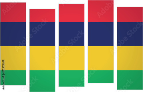 Flag of Mauritius. Flag with a design featuring vertical panels in a modular perspective