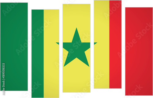 Flag of Senegal. Flag with a design featuring vertical panels in a modular perspective
