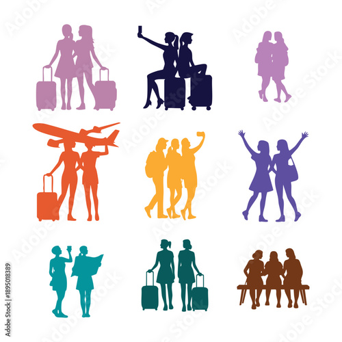 sister travel silhouette