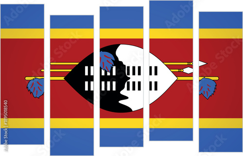 Flag of Swaziland. Flag with a design featuring vertical panels in a modular perspective