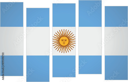 Flag of Argentina. Flag with a design featuring vertical panels in a modular perspective
