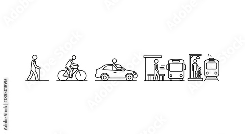 Evolution of Transportation Methods Showing Human Mobility.