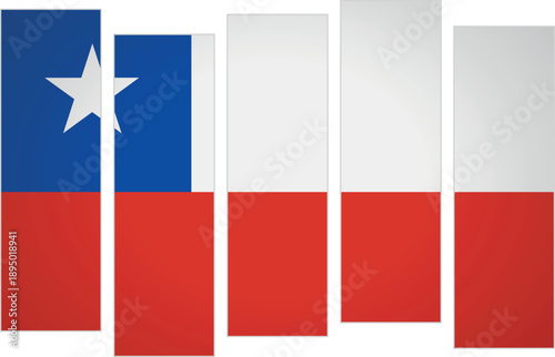 Flag of Chile. Flag with a design featuring vertical panels in a modular perspective