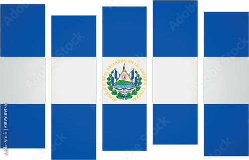 Flag of El Salvador. Flag with a design featuring vertical panels in a modular perspective