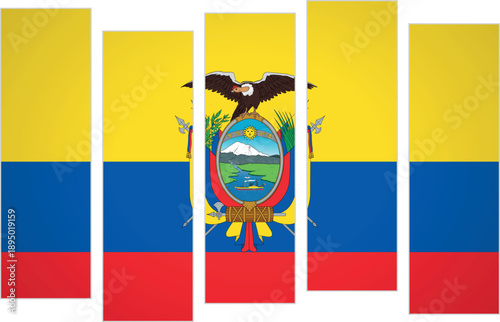 Flag of Ecuador. Flag with a design featuring vertical panels in a modular perspective