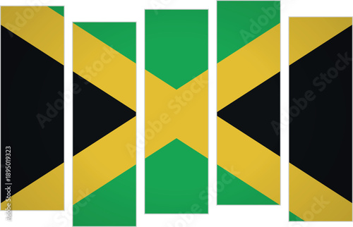 Flag of Jamaica. Flag with a design featuring vertical panels in a modular perspective