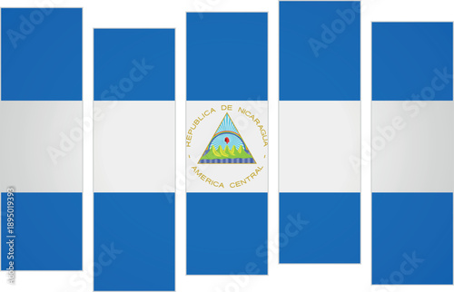 Flag of Nicaragua. Flag with a design featuring vertical panels in a modular perspective