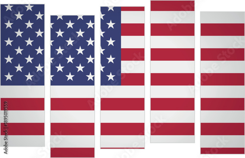 Flag of United States. Flag with a design featuring vertical panels in a modular perspective