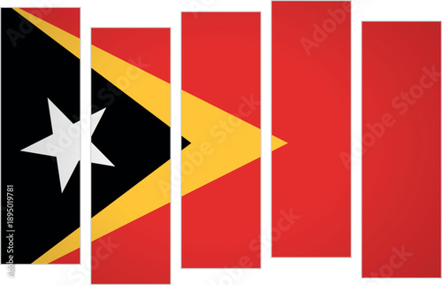 Flag of East Timor. Flag with a design featuring vertical panels in a modular perspective