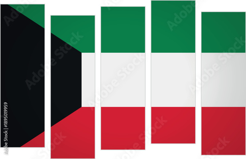 Flag of Kuwait. Flag with a design featuring vertical panels in a modular perspective