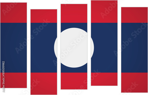 Flag of Laos. Flag with a design featuring vertical panels in a modular perspective