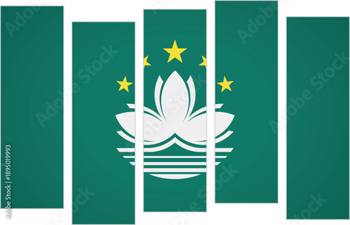 Flag of Macau. Flag with a design featuring vertical panels in a modular perspective