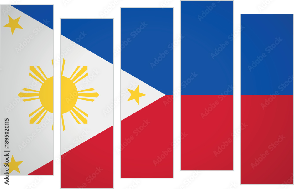 Fototapeta premium Flag of Philippines. Flag with a design featuring vertical panels in a modular perspective
