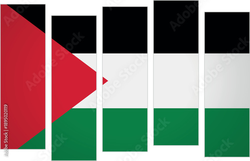 Flag of Palestine. Flag with a design featuring vertical panels in a modular perspective