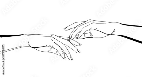 Two hands reaching towards each other in a gentle gesture.