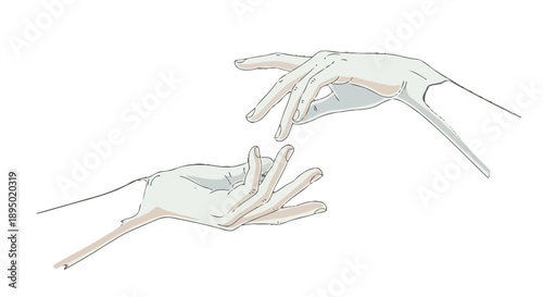 Illustration of two hands reaching out to each other.