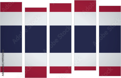 Flag of Thailand. Flag with a design featuring vertical panels in a modular perspective