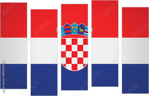 Flag of Croatia. Flag with a design featuring vertical panels in a modular perspective