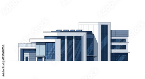 Modern architectural illustration of a futuristic building complex with sleek designs and multiple structures