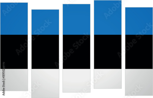 Flag of Estonia. Flag with a design featuring vertical panels in a modular perspective