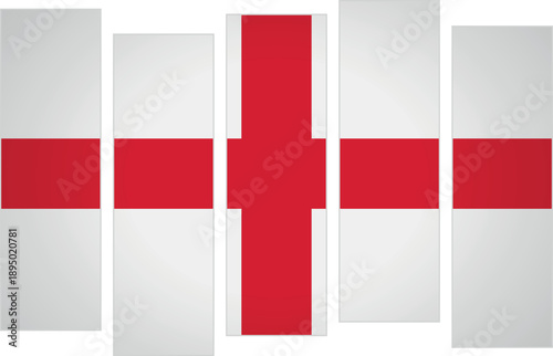 Flag of England. Flag with a design featuring vertical panels in a modular perspective