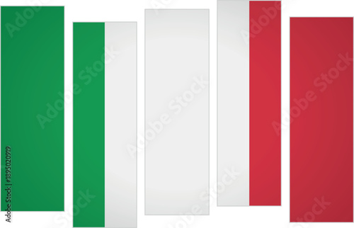 Flag of Italy. Flag with a design featuring vertical panels in a modular perspective