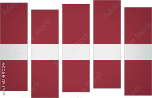 Flag of Latvia. Flag with a design featuring vertical panels in a modular perspective